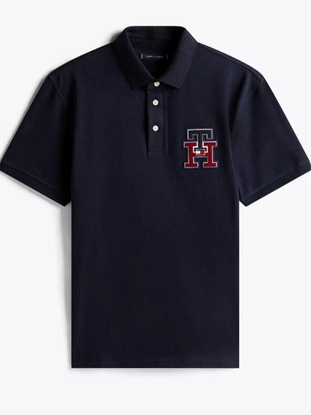 TOMMY HILFIGER Men's Regular Fit Textured Monogram Polo Size XL in Navy